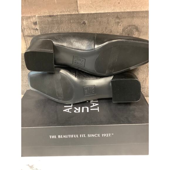 Naturalizer Women's 8.5M Black Leather Jayla Pump Block Heels Square Toe LB7-13 - Picture 9 of 10